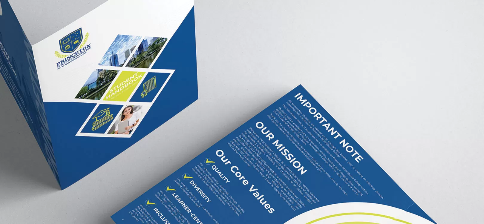 Princeton International College student handbook design case study by Go Click On, Melbourne, Victoria