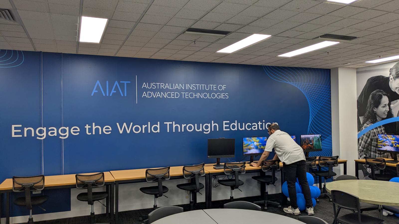 AIAT student computer lab with 70 networked desktop PCs, set up by Go Click On, a Melbourne IT company